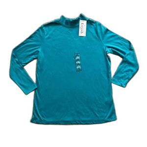 Vintage 90s Basic Editions Plus Teal Mock Neck Turtle Neck NWT Size 1X